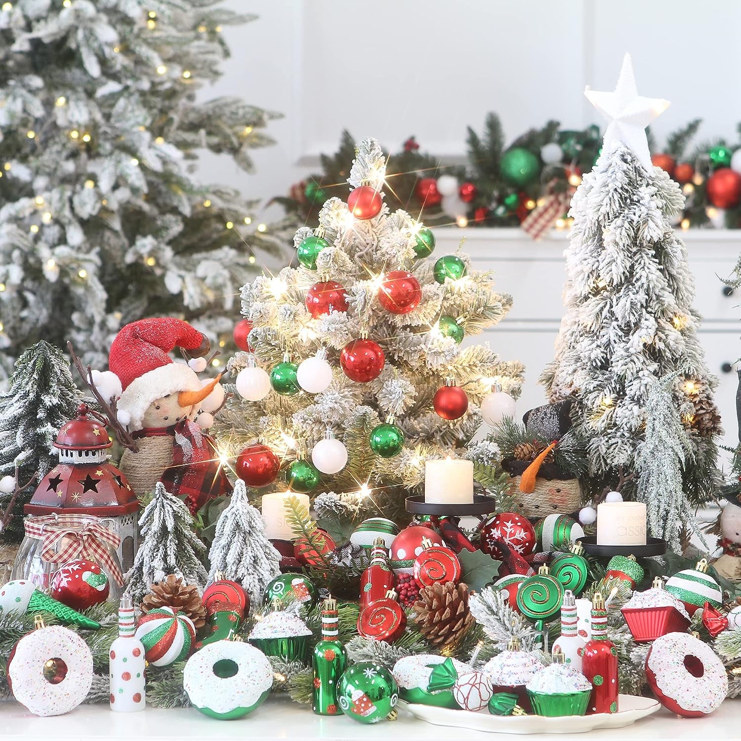 80-Pack Assorted Shatterproof Christmas Ball Ornaments Set Decorative Baubles Pendants with Reusable Hand-Held Gift Package for Xmas Tree (Elf)