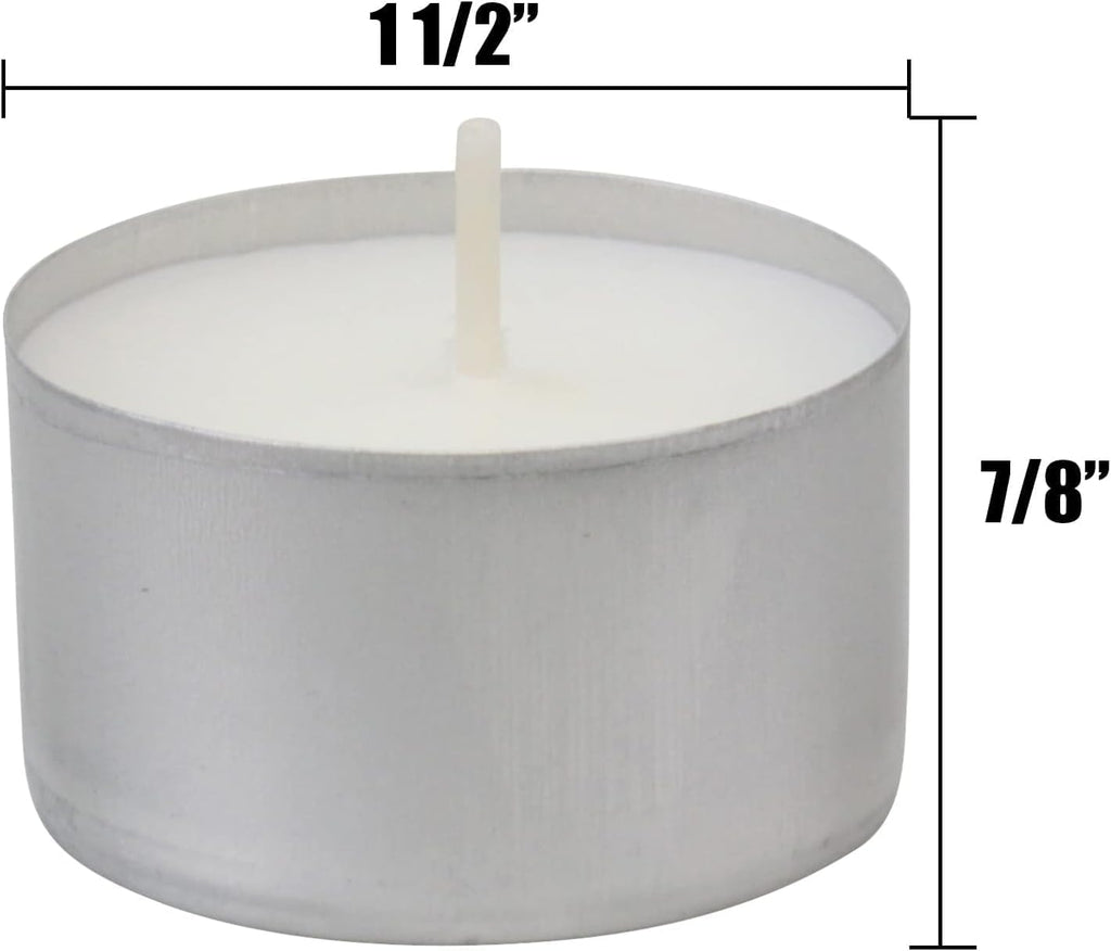 White Unscented Smokeless Long Burning Tea Light Candles with 8 Hour Burn Time, 200 Count