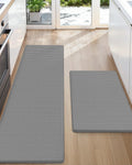 anti Fatigue Cushion Padded Kitchen Mat for Floor - 17X29+17X59,Easy Clean, Waterproof & Oil Proof, anti Slip, Foam Rubber Runner Rug for Front Sink Comfort Standing, Grey Set of 2