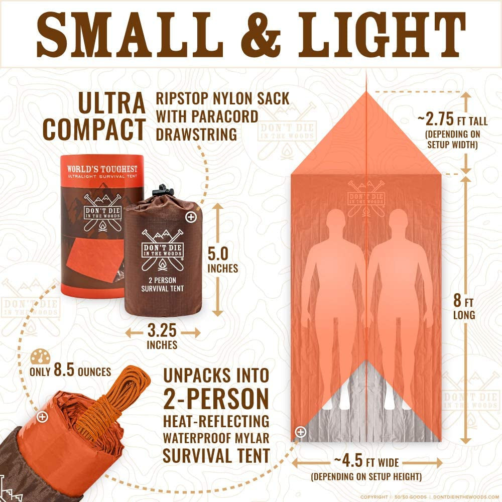 - Emergency Tent - Made with Extra-Thick Space Blanket Thermal Mylar - Survival Shelter Tube Tent - One of the 10 Essentials for Hiking, Camping, First Aid Kits
