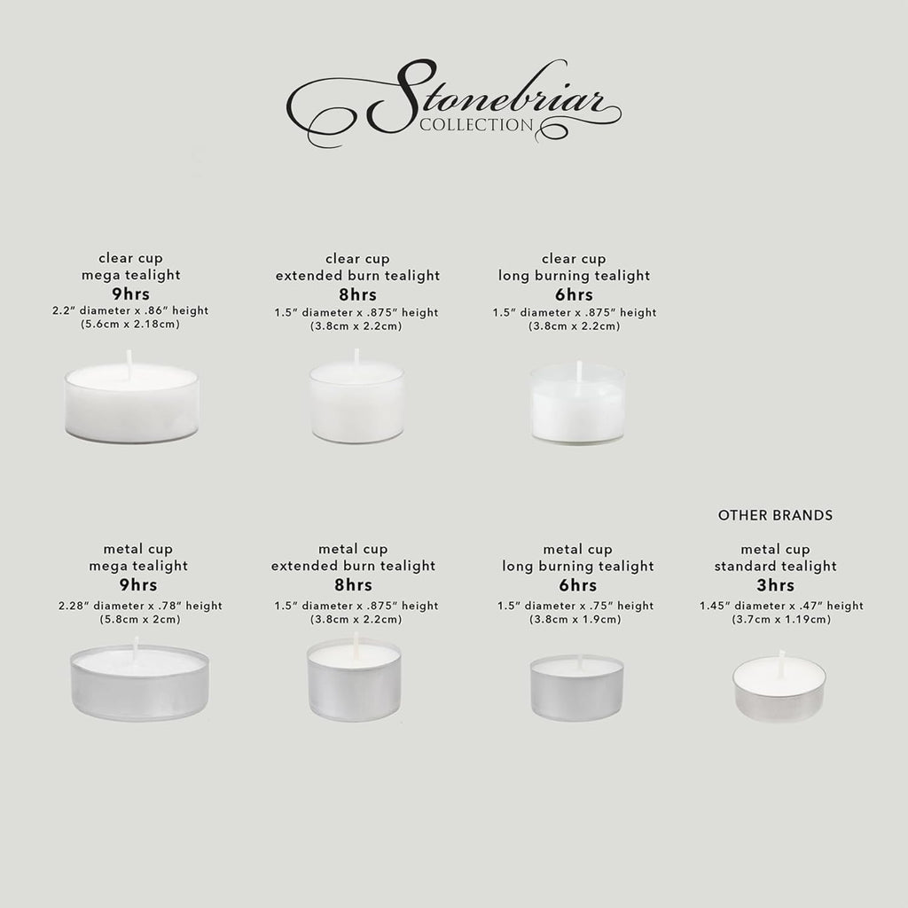 White Unscented Smokeless Long Burning Tea Light Candles with 8 Hour Burn Time, 200 Count