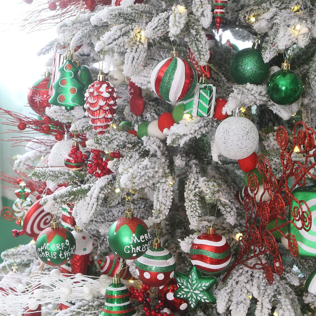 80-Pack Assorted Shatterproof Christmas Ball Ornaments Set Decorative Baubles Pendants with Reusable Hand-Held Gift Package for Xmas Tree (Elf)