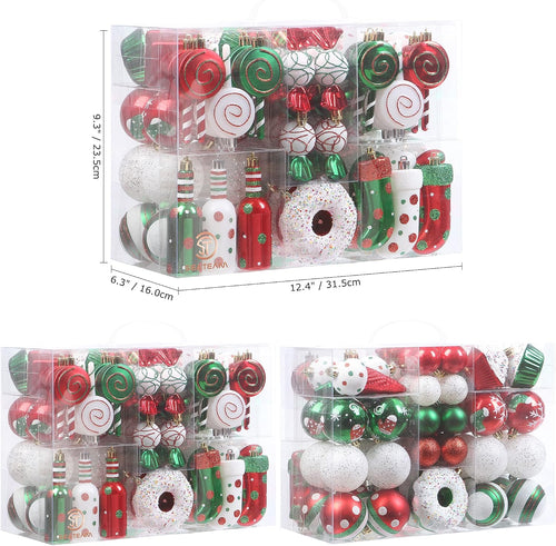 80-Pack Assorted Shatterproof Christmas Ball Ornaments Set Decorative Baubles Pendants with Reusable Hand-Held Gift Package for Xmas Tree (Elf)