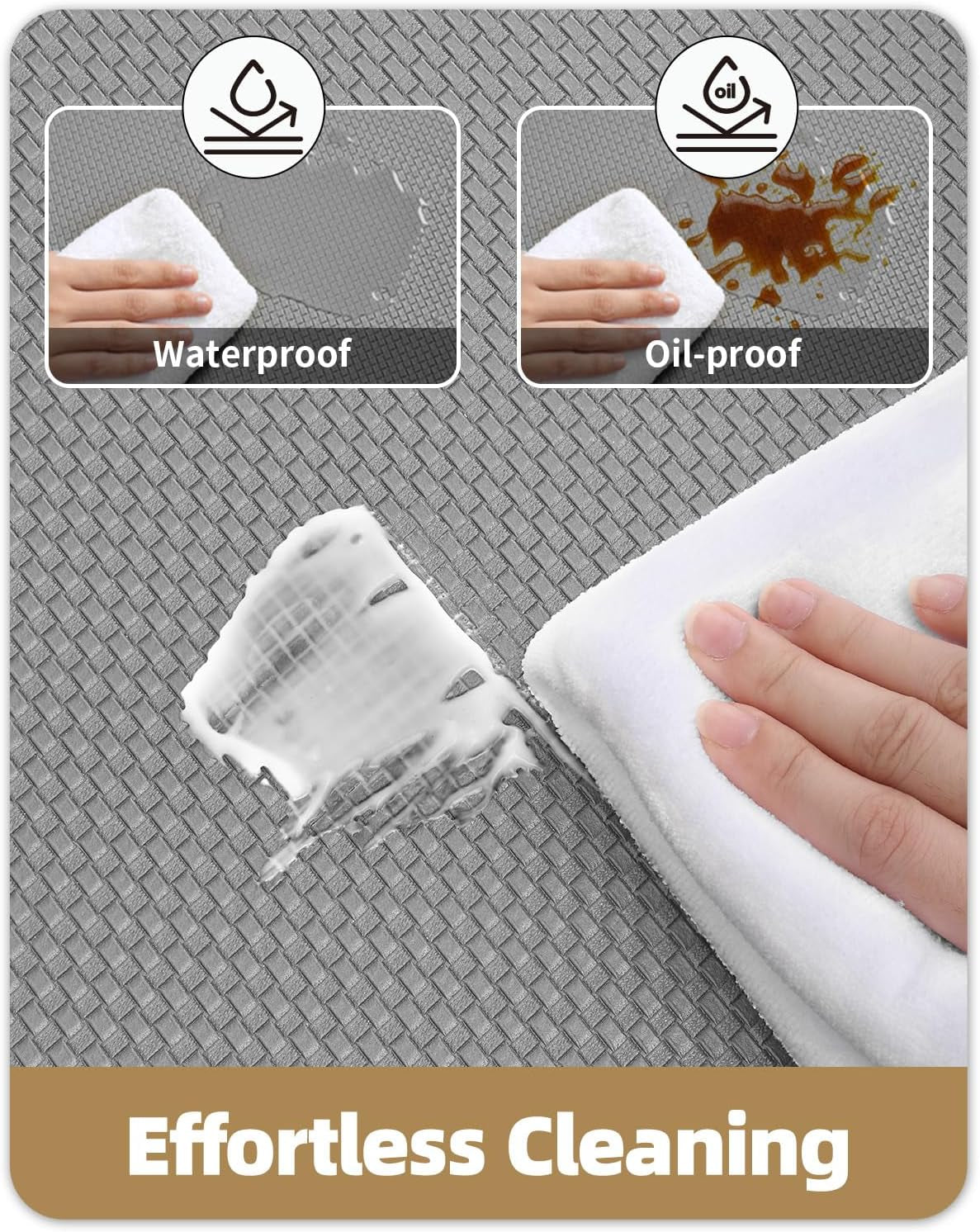 anti Fatigue Cushion Padded Kitchen Mat for Floor - 17X29+17X59,Easy Clean, Waterproof & Oil Proof, anti Slip, Foam Rubber Runner Rug for Front Sink Comfort Standing, Grey Set of 2