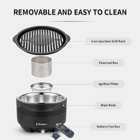 Portable Lightweight Charcoal Grill with FREE Dome Lid & Carry Bag