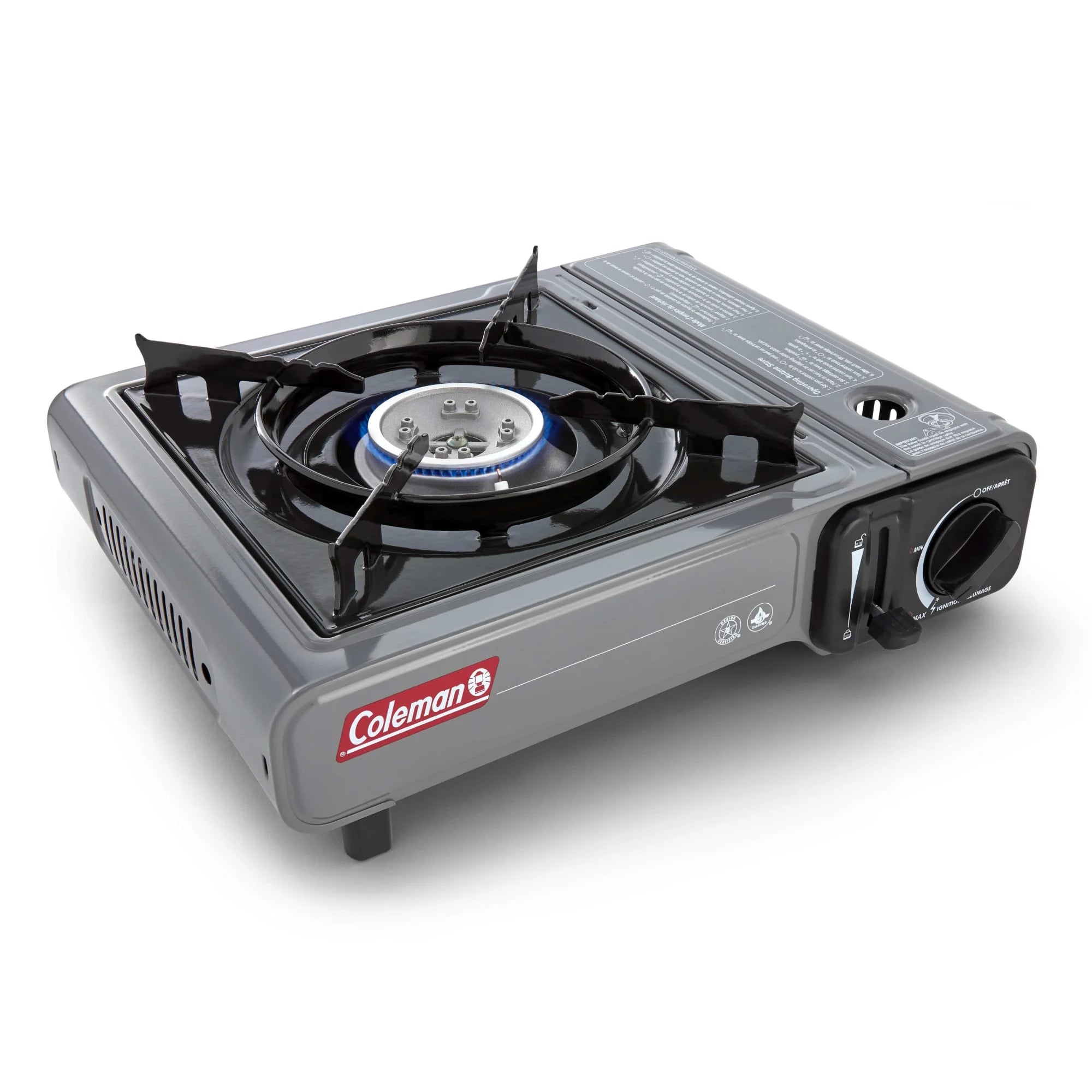 Tabletop Portable Butane Gas Camping Stove, 1 Burner, Gray
