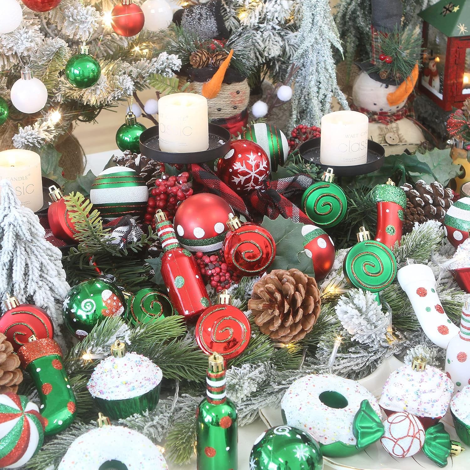 80-Pack Assorted Shatterproof Christmas Ball Ornaments Set Decorative Baubles Pendants with Reusable Hand-Held Gift Package for Xmas Tree (Elf)
