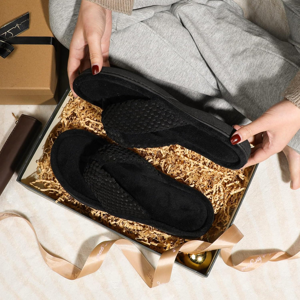 Women'S Popcorn Flip Flop House Slipper with Memory Foam, Gift for Women Mom